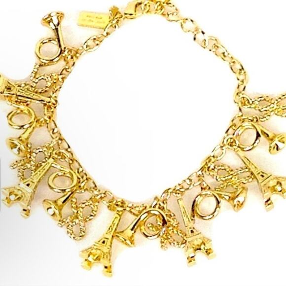 KATE SPADE Parisian Lights 12k Gold Plated Paris Eiffel Tower Charm Bracelet - Picture 2 of 8
